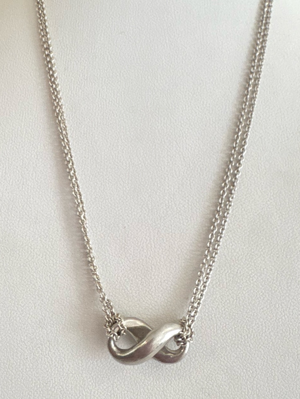 Tiffany & Co. 925 Sterling Silver Infinity Double Chain Necklace